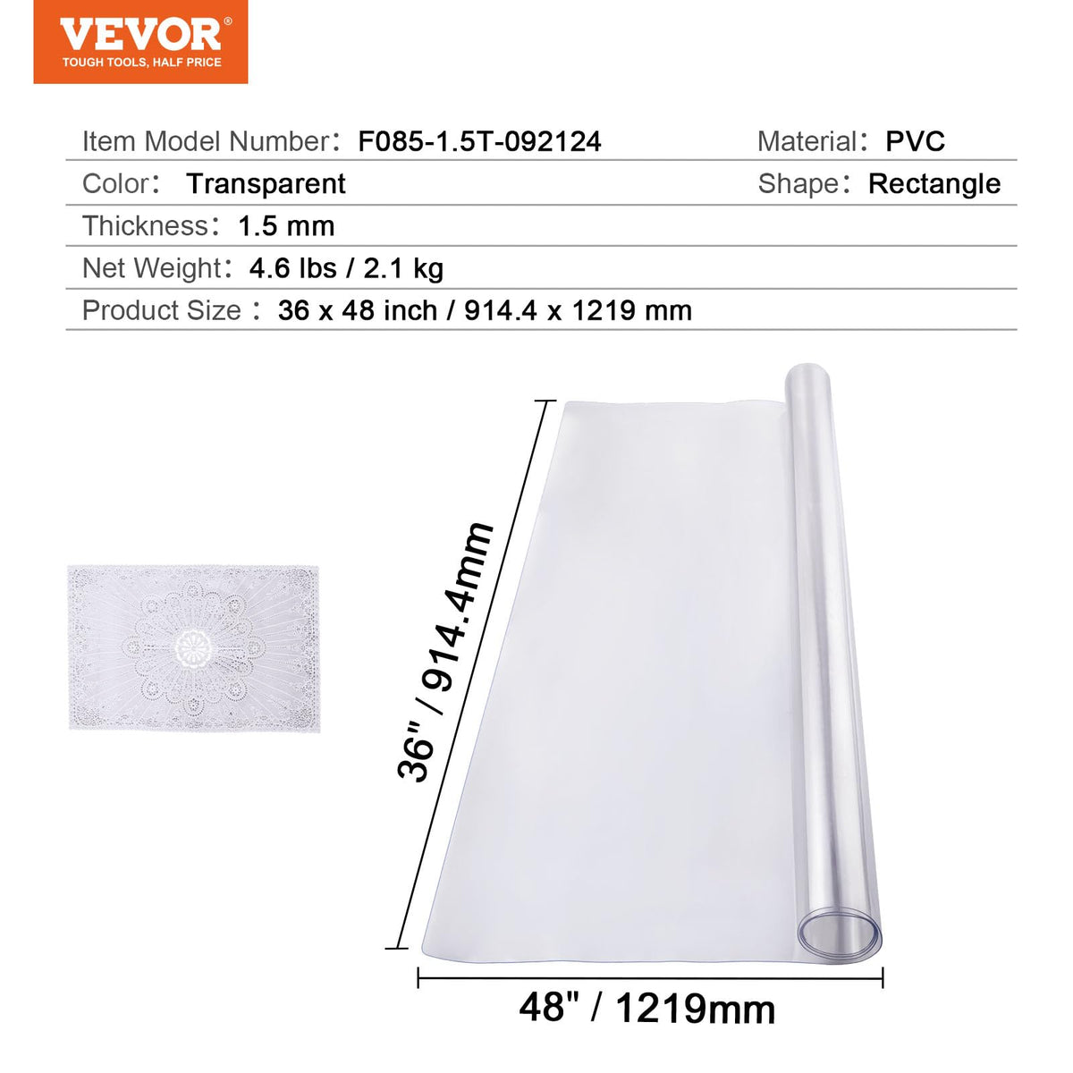 VEVOR table cover shows heat tolerance for hot beverages on protected surface.