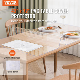 VEVOR PVC table mat close-up shows 2.0 mm thickness for durable protection