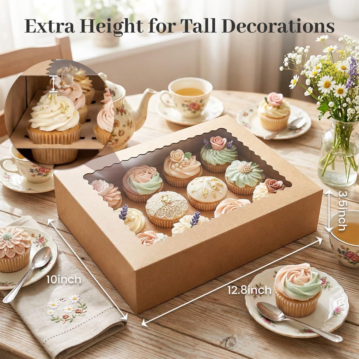 VGOODALL windowed cupcake boxes highlight 12 cupcakes per display