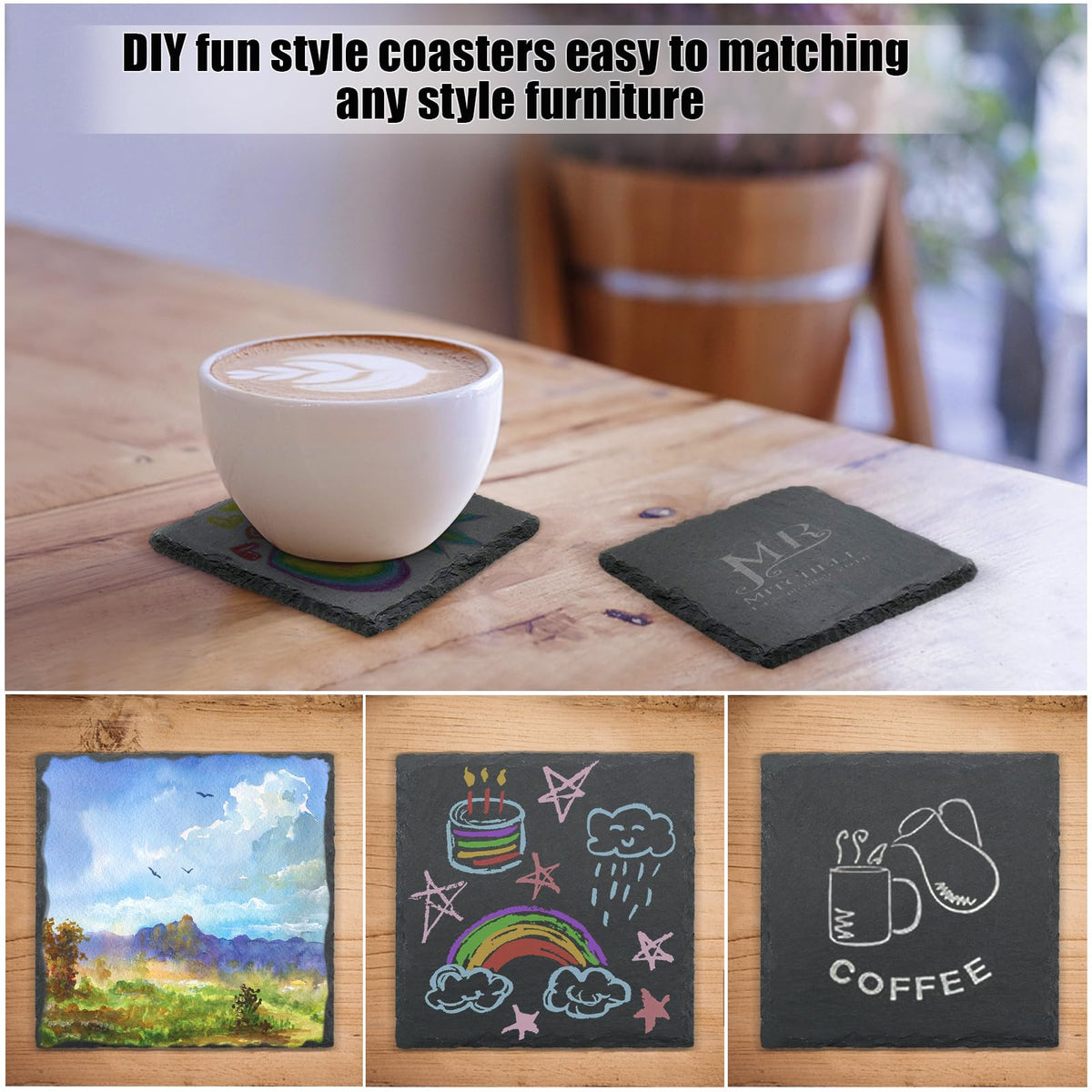 VIBRATITE DIY slate coaster supports painting and crafts at home.