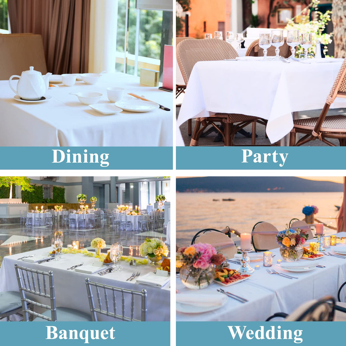 VidaFete tablecloth easy-care option, machine washable in cold water.