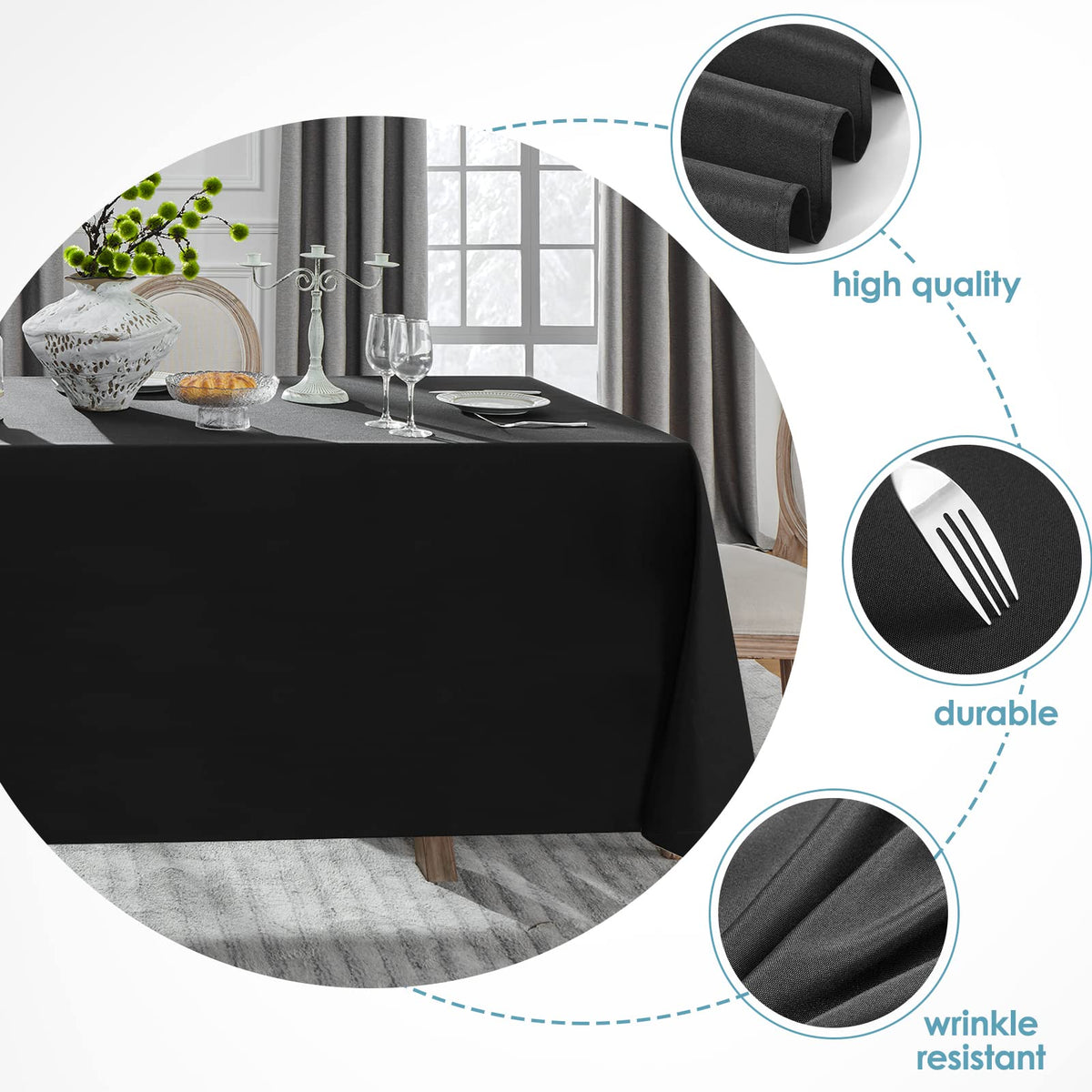VidaFete tablecloth with stain-resistant finish keeps surfaces clean