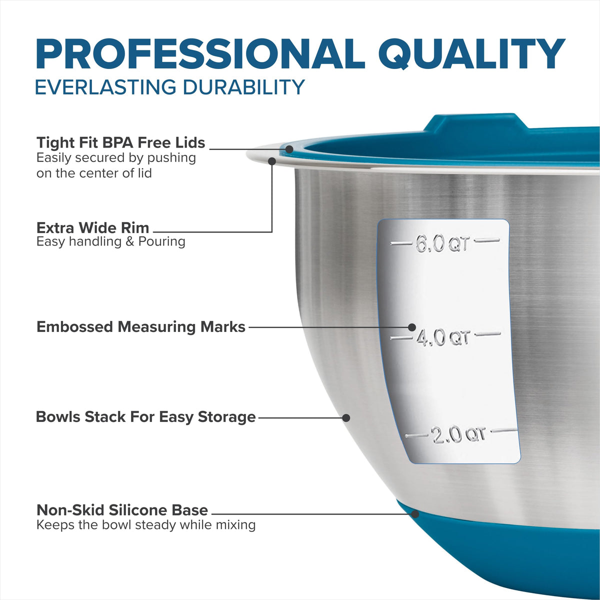 Viking Mixing Bowls with non-slip base for stable whisking.