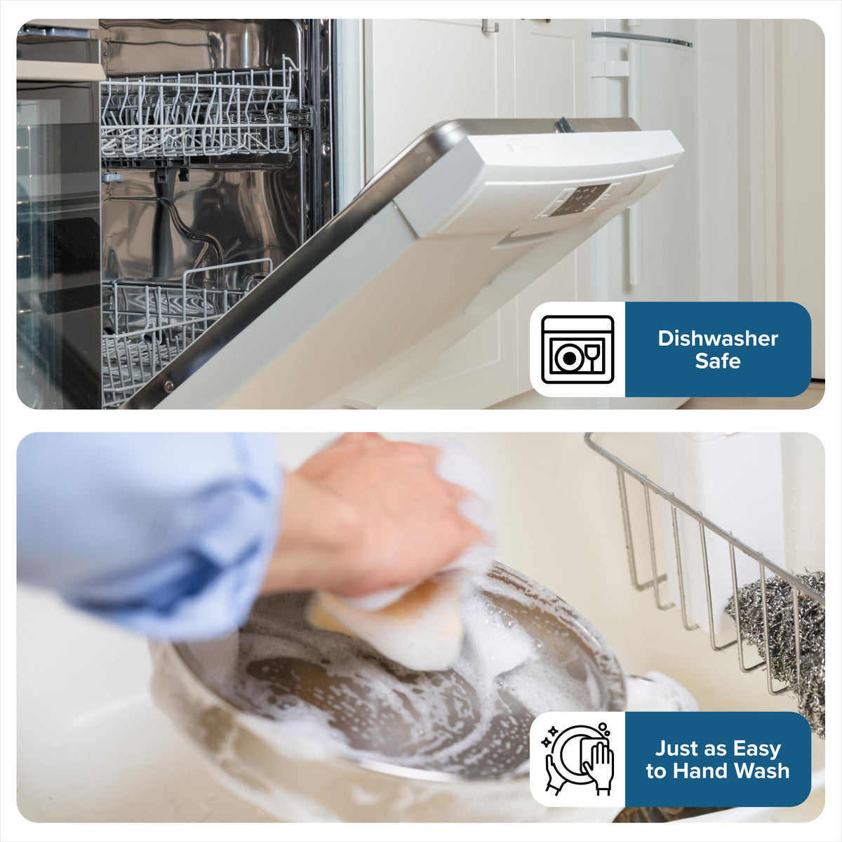 Viking hard anodized construction delivers fast, even heat distribution.