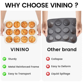 Vinino dishwasher-safe muffin tin makes cleanup effortless after baking.