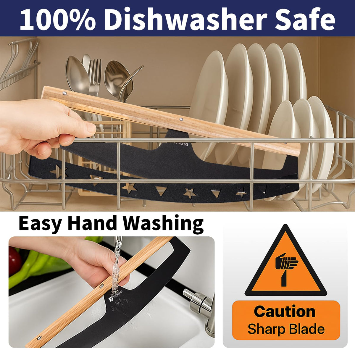 Vinland dishwasher-safe pizza cutter for easy cleanup after meals.