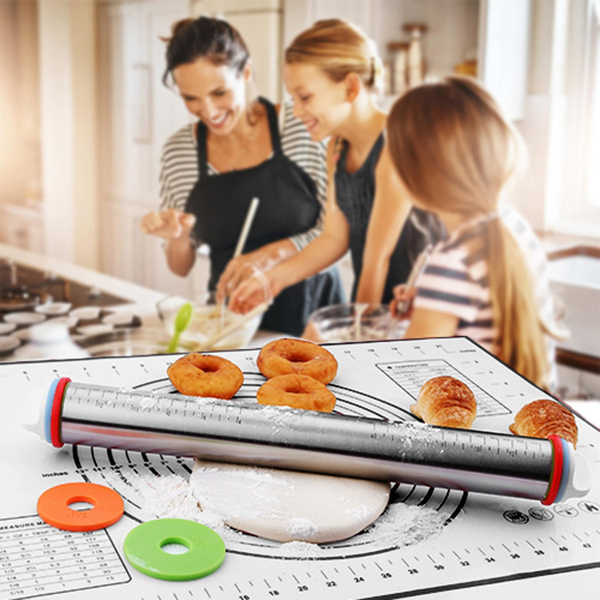Vinoil 17-inch rolling pin for big dough projects.