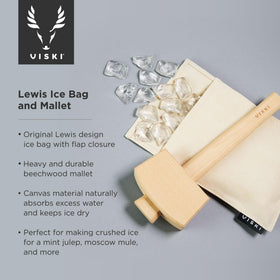 Viski Lewis beechwood mallet for precise, effortless ice crushing.
