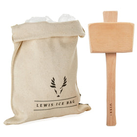 Viski Lewis canvas ice bag for dryer ice and easy crushing at home.