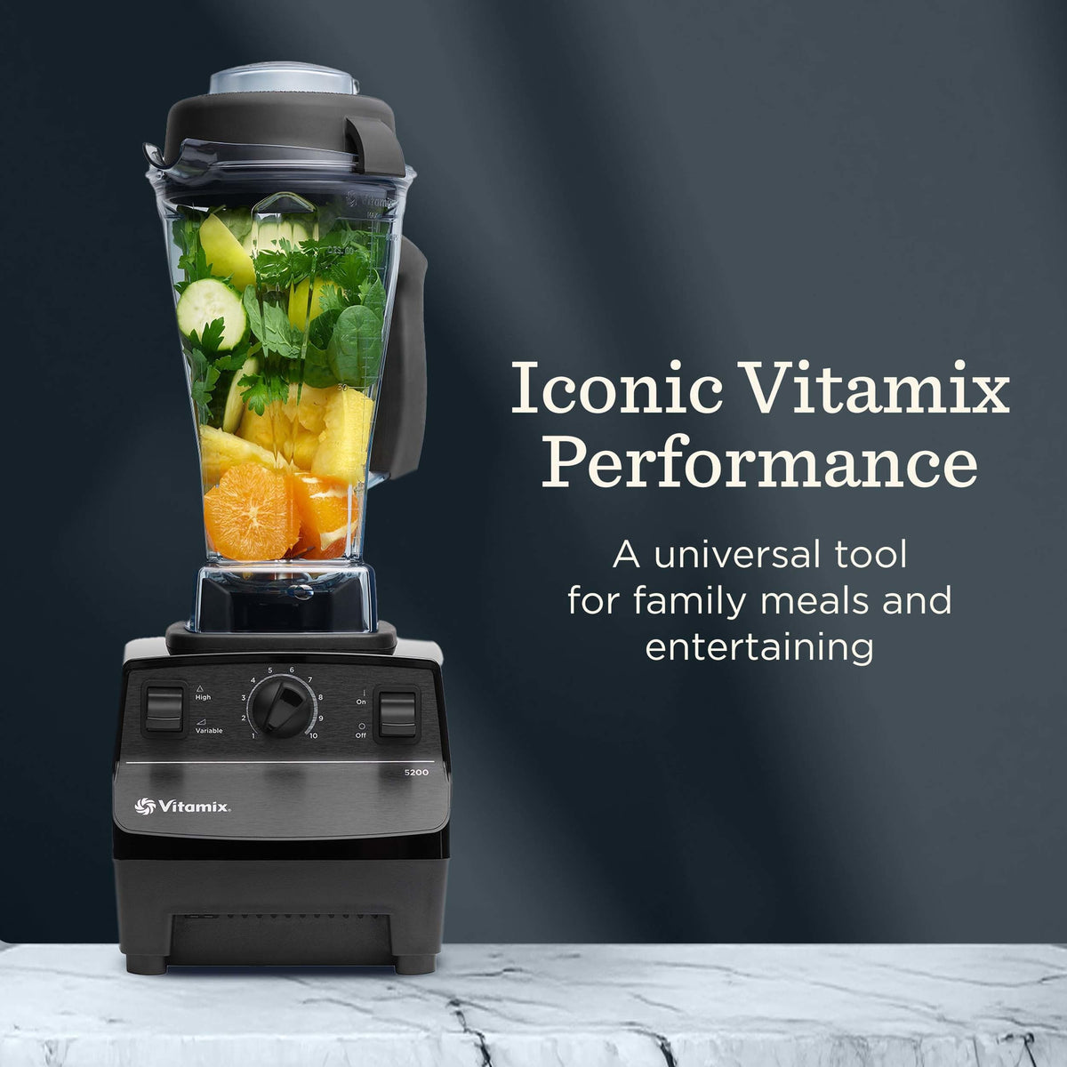 Vitamix 5200 tamper assists even blending of thick ingredients
