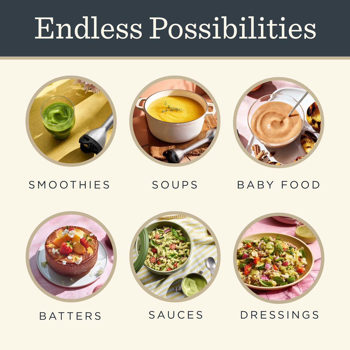 Vitamix ergonomic handle enables one-handed operation for multitasking.