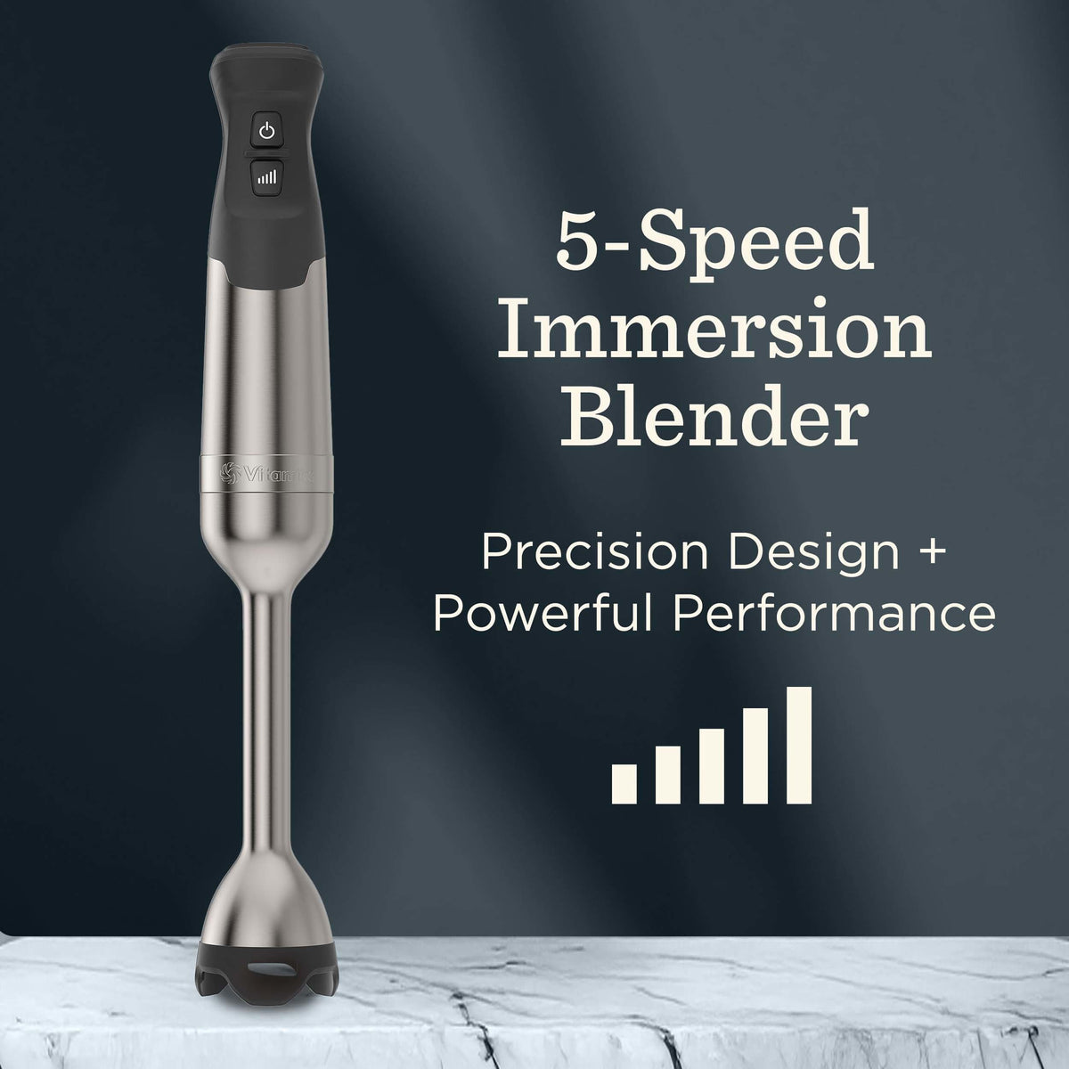 Vitamix immersion blender stainless steel blade in action