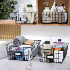 VITEVER medium wire basket stack demonstrates compact closet organization.