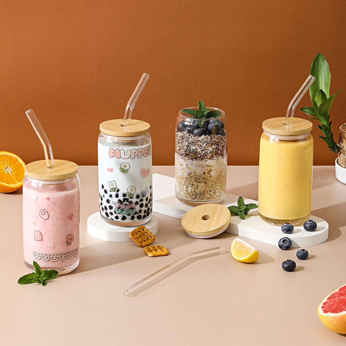 VITEVER 8.5-inch glass straws for easy sipping