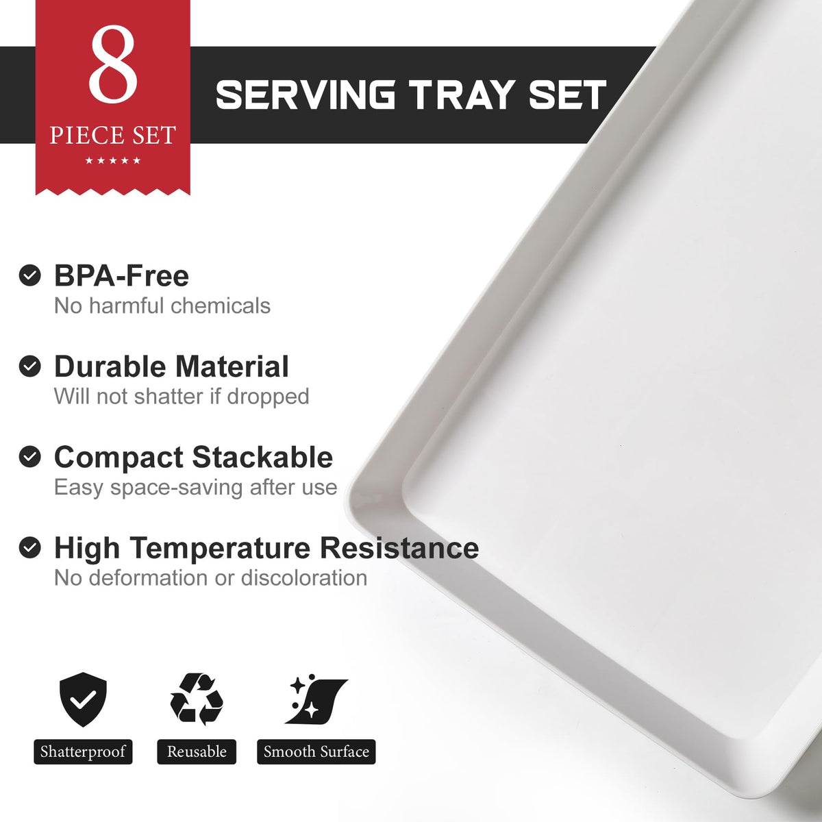 VITEVER large white trays showcase fruits and cheeses with clean, modern style.