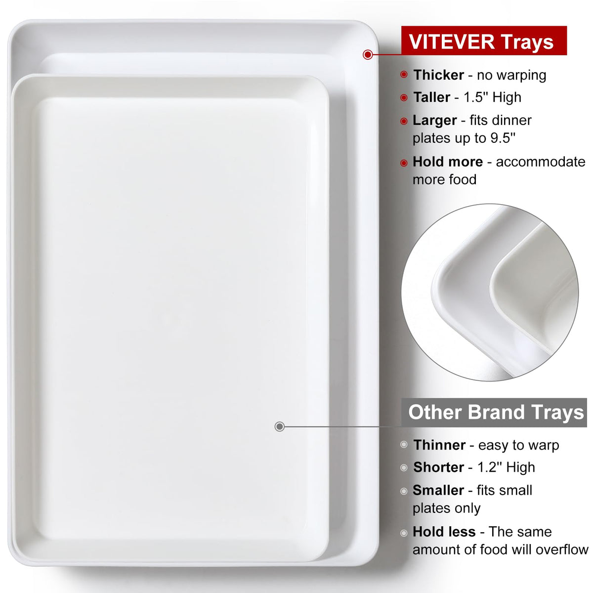 VITEVER stackable serving platters save cabinet space after use.