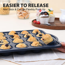 Vnray easy-clean silicone muffin tray simplifies post-bake cleanup