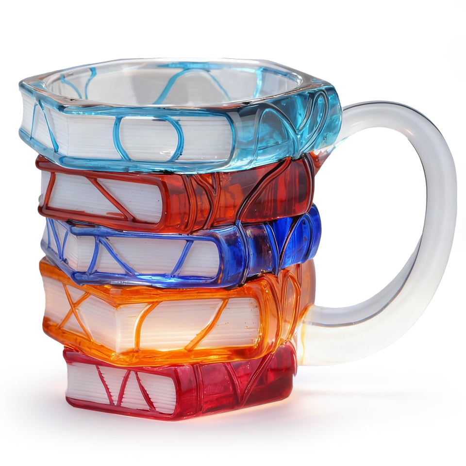 VNROSE painted book mug with 3D chapter design, a stylish desk decor piece.