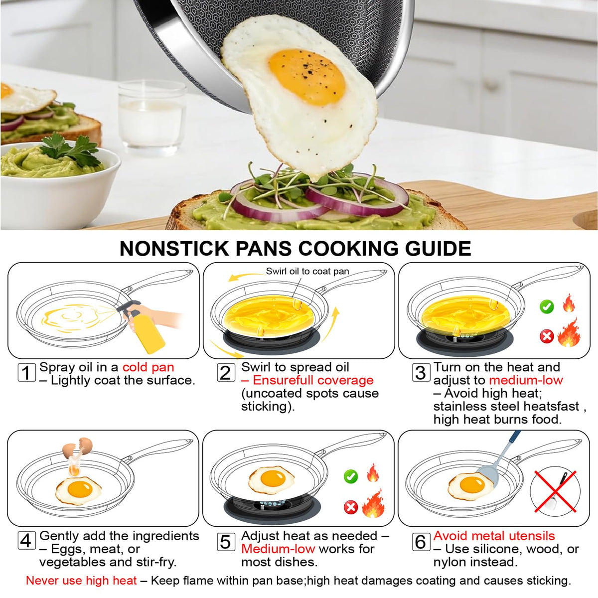 Vocvee pan compatible with all cooktops, including induction