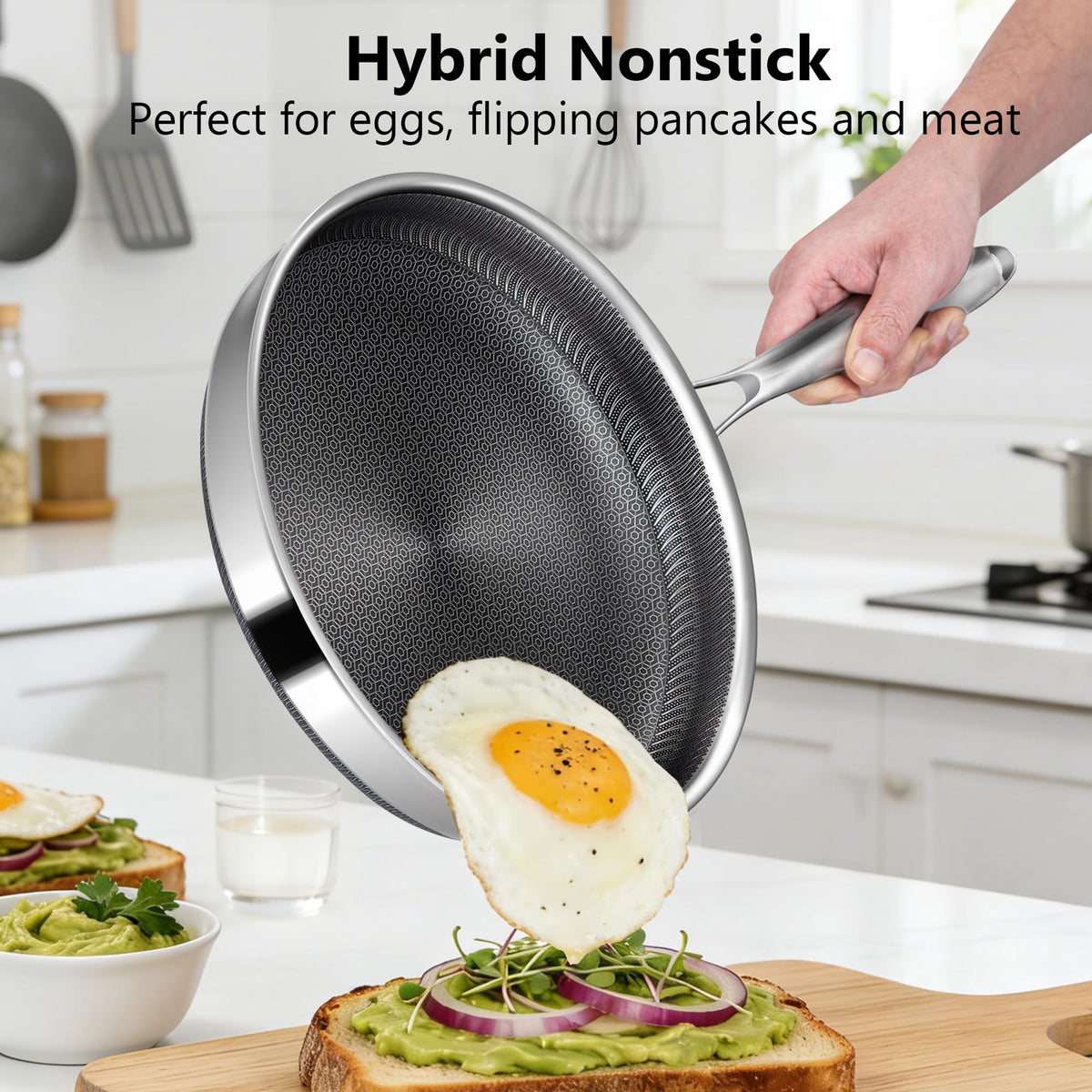 Vocvee pan with stay-cool handle stays comfortable on the stove