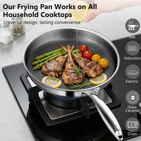 Vocvee tri-ply stainless steel skillet for even heat and durability