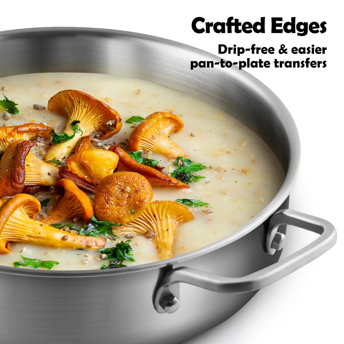 VocVoi pan opened to reveal cooking surface; oven and dishwasher safe.