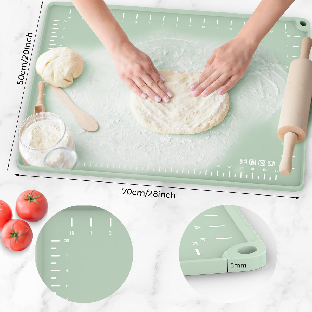 Volikos mat with measurement grid helps precise dough sizing