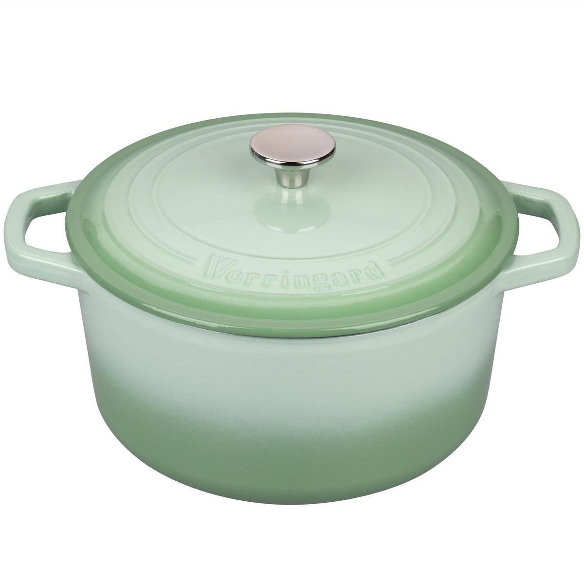 VORRINGARD green Dutch oven on stove highlighting induction compatibility