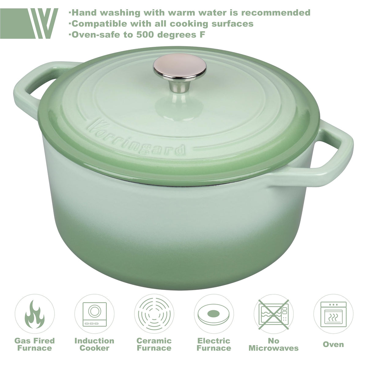 VORRINGARD dutch oven interior view illustrating even heat distribution for crust formation.