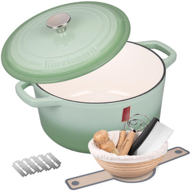 VORRINGARD 6qt green enameled Dutch oven with lid for even heat