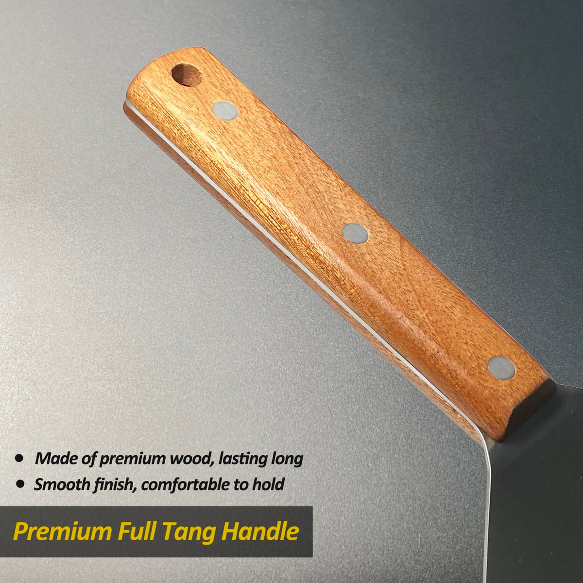 Vovoly beveled-edge spatula for precise food release around edges.