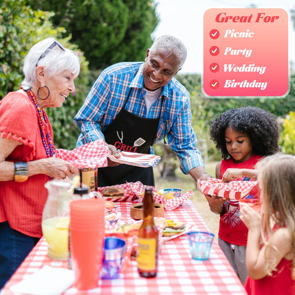 Vrisssot wrinkle resistant finish for a neat look during meals.