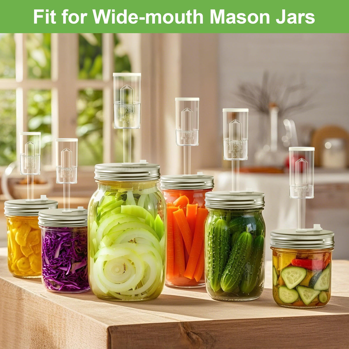 VSAPRDT silicone stoppers let you store jars post-fermentation without lid changes.