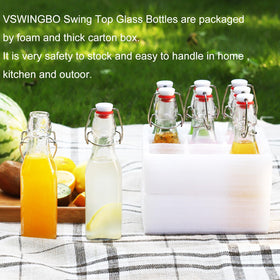 VSWINGBO 8oz bottles shown as dishwasher-safe for easy cleaning and reuse.