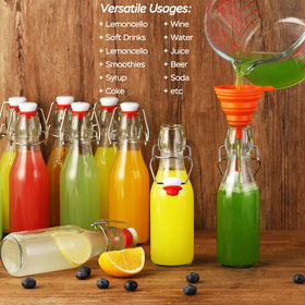 VSWINGBO glass bottle for oil and vinegar with flip-top cap.