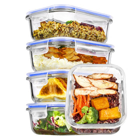 Vtopmart 22oz glass storage containers with lids for organized meal prep at home.