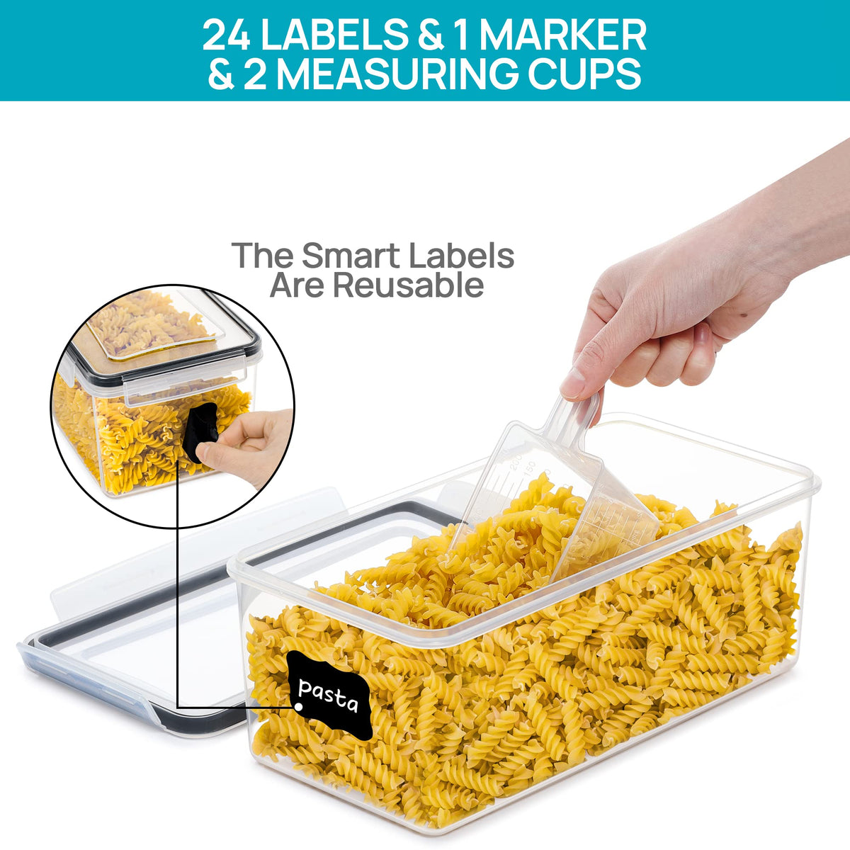 Vtopmart 8 pounds pasta capacity ideal for bulk dry foods.
