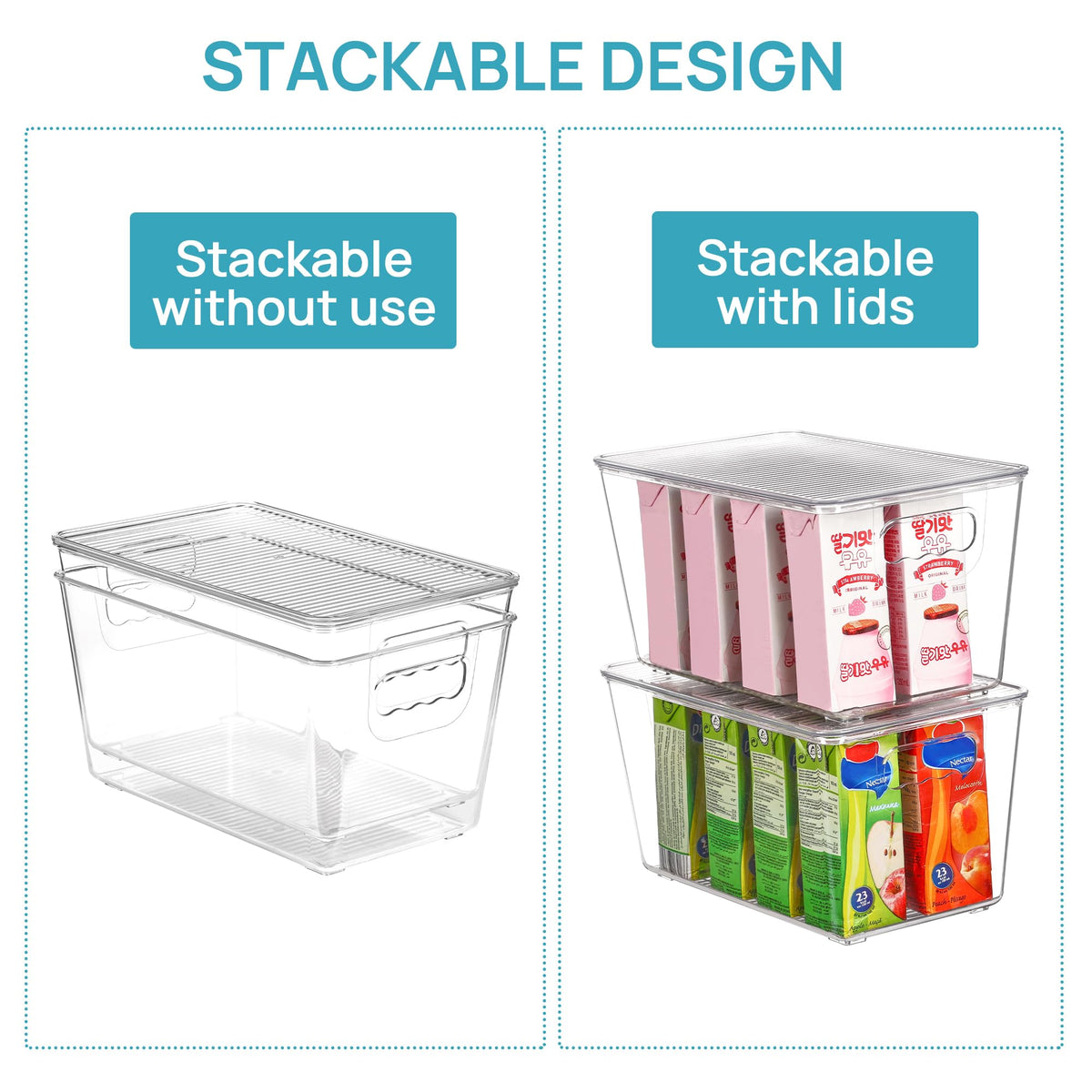 Vtopmart storage bin with built in handles for easy grabbing