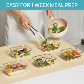 Vtopmart borosilicate glass with leak-proof lids keeps sauces intact