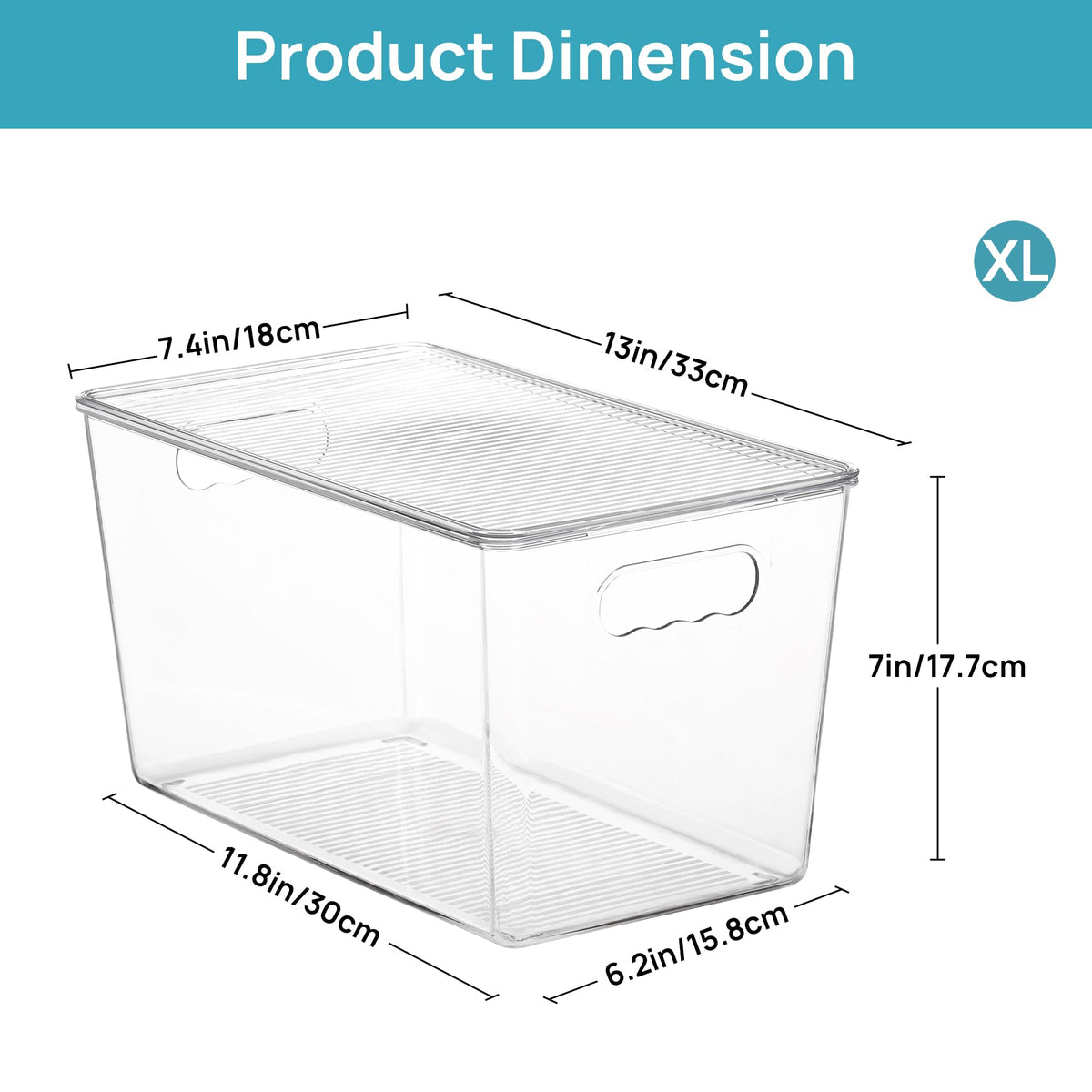 Clear Vtopmart bin with lid stacked to maximize pantry space