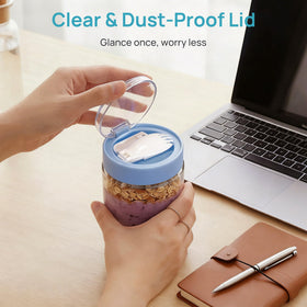 Vtopmart clear glass jar highlights layered parfait ingredients.