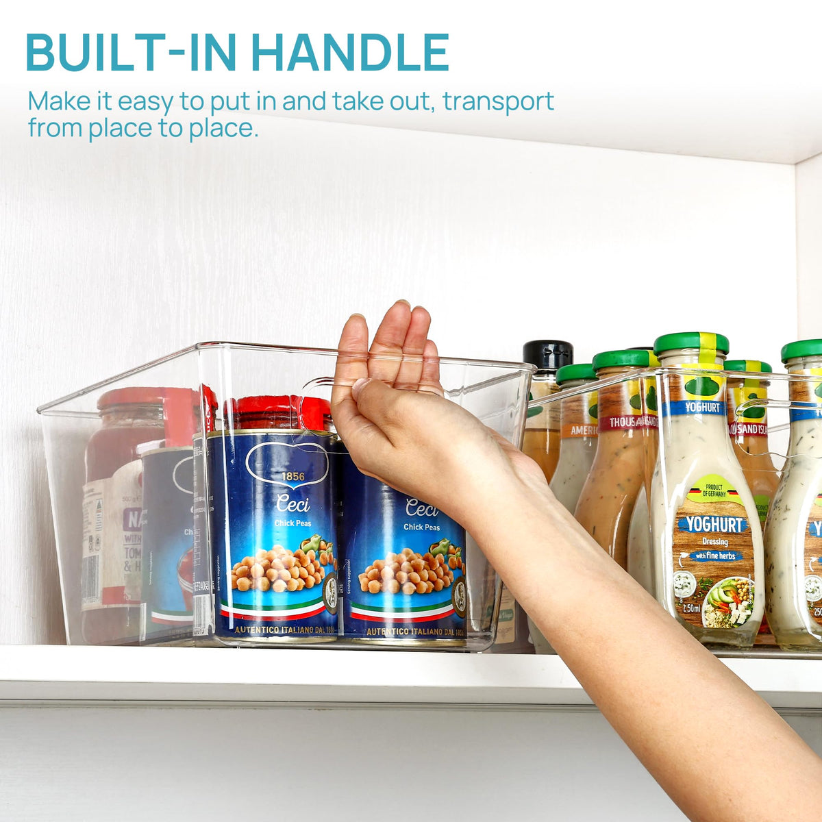 Vtopmart durable plastic bin with built-in handles for easy transport