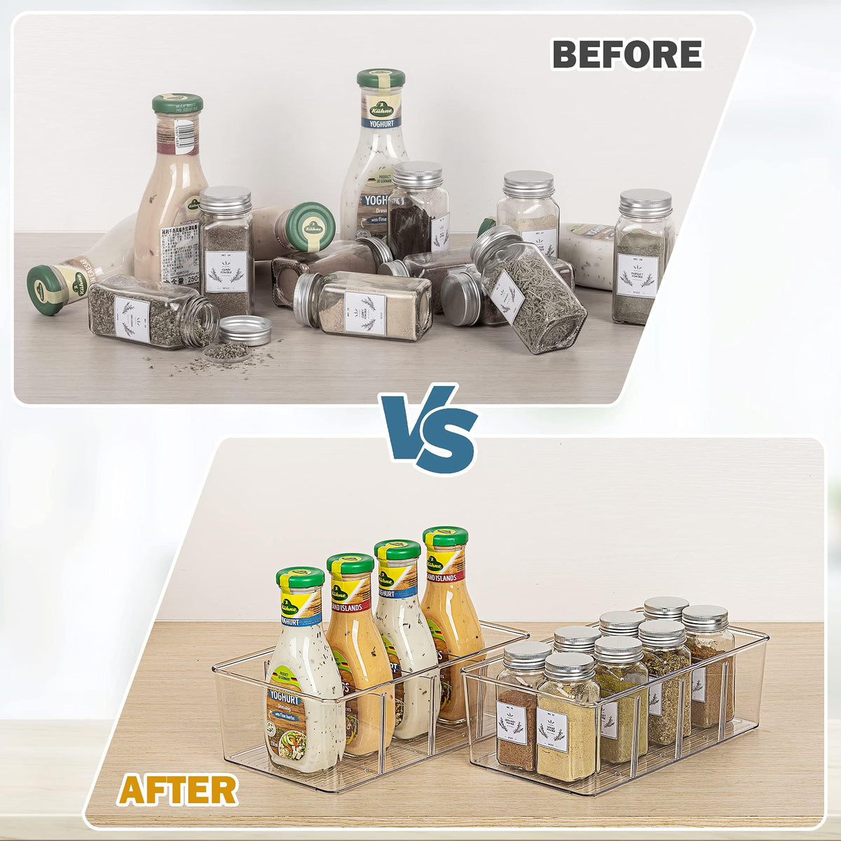 Vtopmart BPA-free bin keeps gravy mixes and instant packets organized.