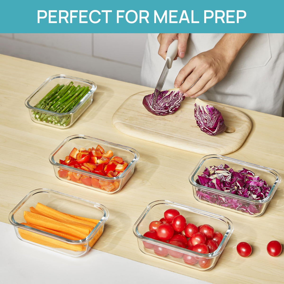 Vtopmart freezer-safe borosilicate glass keeps foods fresh in the freezer.