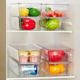 Vtopmart fridge organizer with handles provides easy pull-out access.