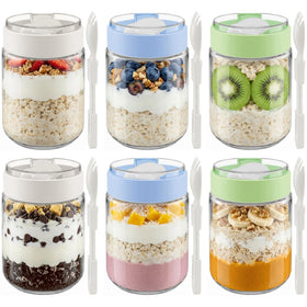 Vtopmart glass jar with spoon 16oz for easy portioning and meal prep
