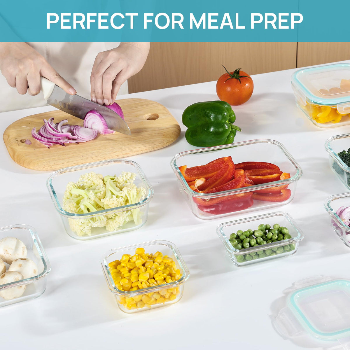Vtopmart glass square 17oz container for sides and snacks
