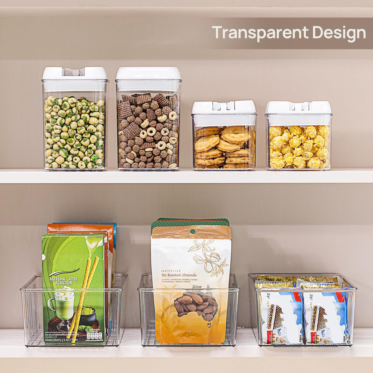 Vtopmart lightweight yet sturdy storage bins on a kitchen counter.