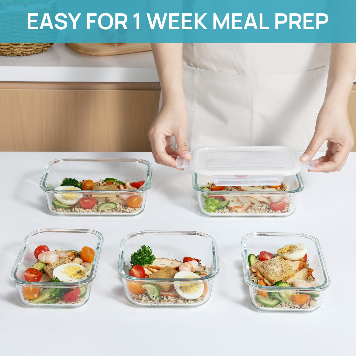 Vtopmart meal prep and leftovers stored in easy containers