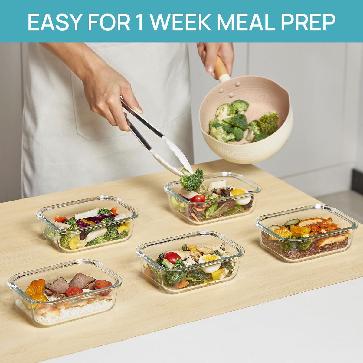 Vtopmart oven-safe glass container suitable for reheating.